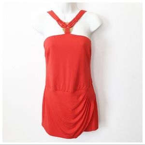 Large NWT Cache Orange Halter Romper Summer Dress